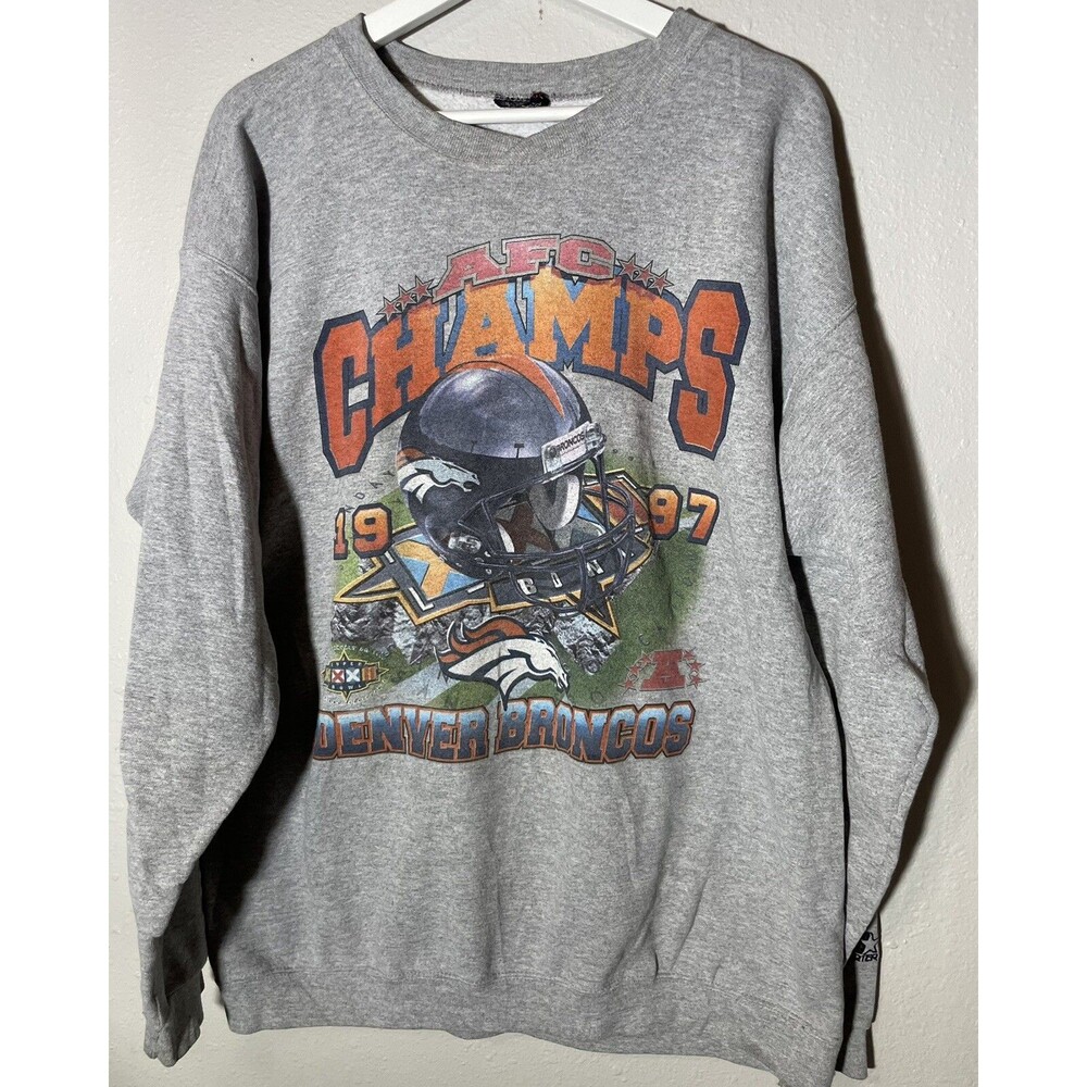 VINTAGE 1997 Denver Broncos AFC Champs Crewneck Sweatshirt NFL Starter M/L